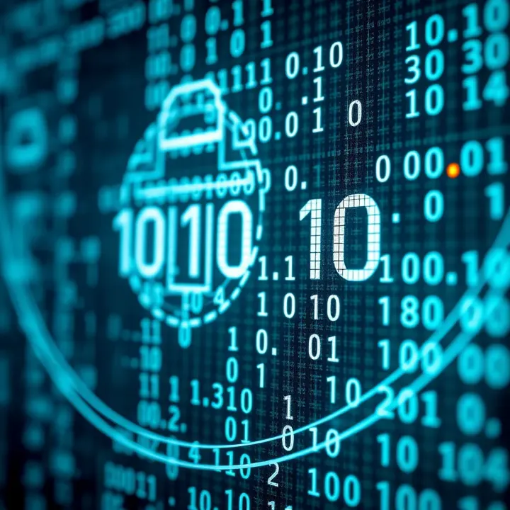 Visual representation of binary arithmetic operations and coding systems in digital technology