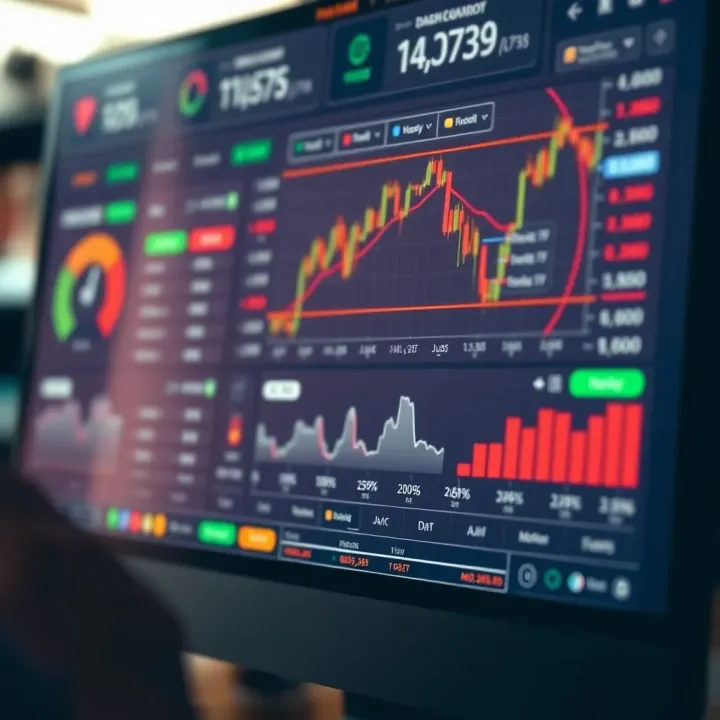 Dashboard interface of a binary trading bot with settings and performance metrics