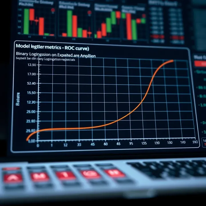 Graph showing model evaluation metrics such as ROC curve for binary logistic regression model