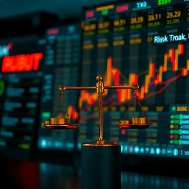 Conceptual illustration showing risk and benefits balance for traders using automated binary option tools