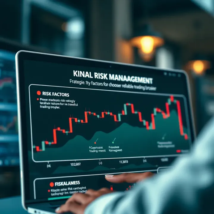 Chart showing risk management strategies and key factors for choosing a reliable trading broker