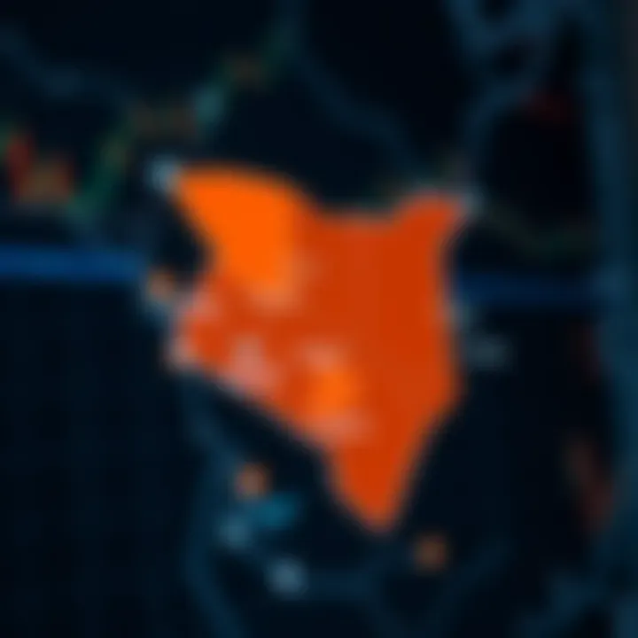 Map highlighting technology adoption and digital app usage trends across Kenya