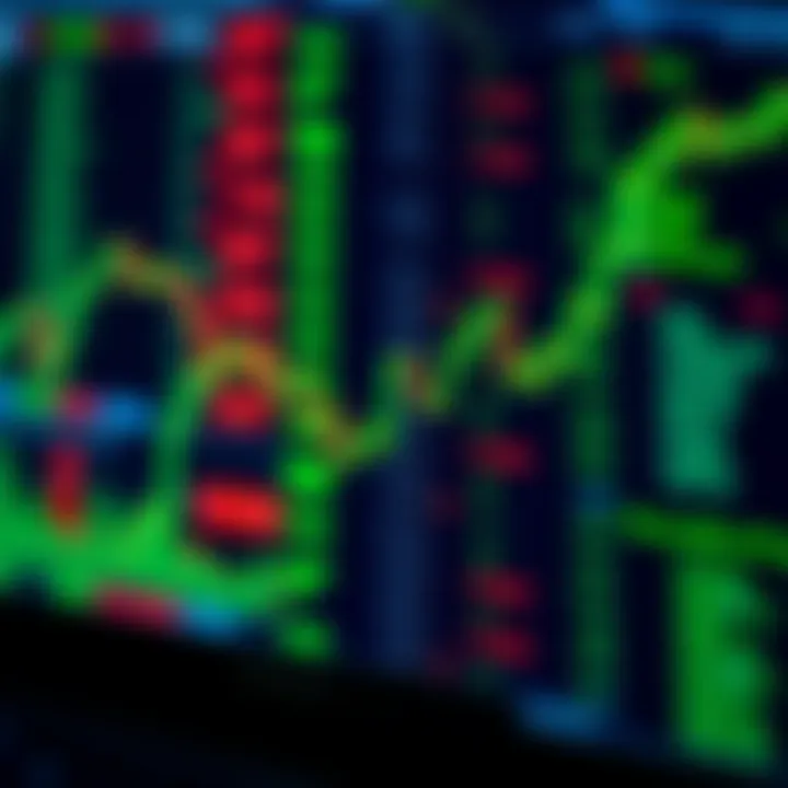 Illustration of digital financial data and currency symbols representing online trading platforms