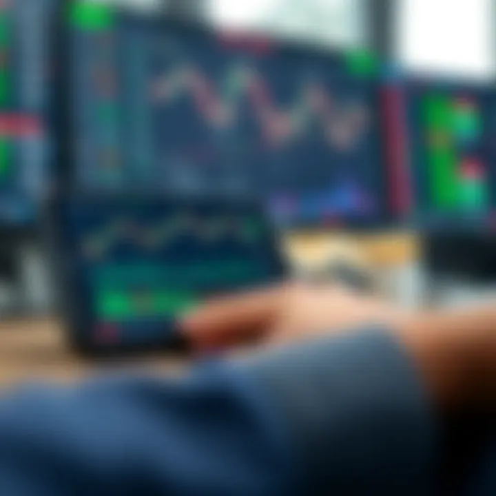 Mobile device displaying binary trading app interface with charts and financial data