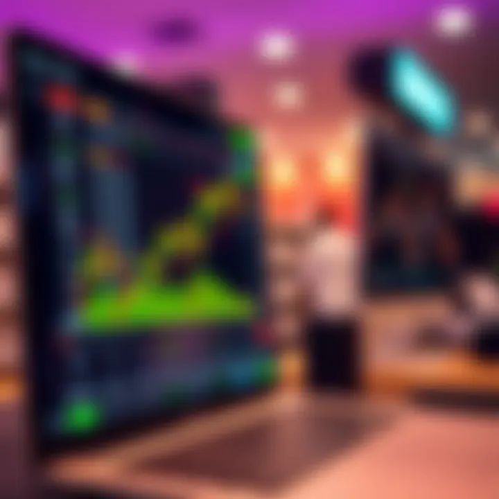Digital interface showing binary trading options and market trends
