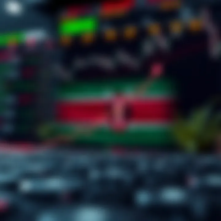 Graph showing upward trend in binary trading with Kenyan flag overlay