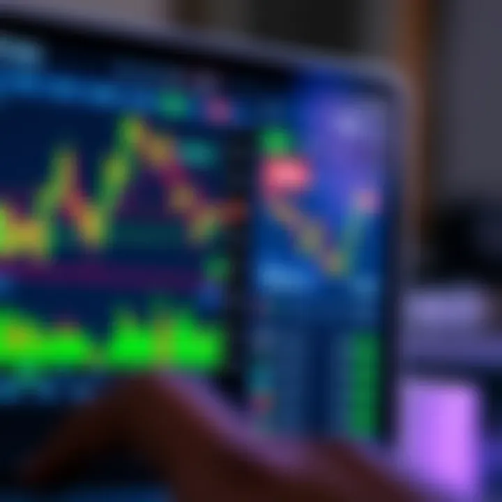 User interface of a forex trading app showing live currency charts and trading options