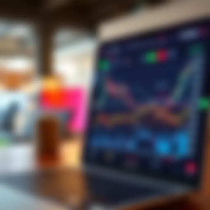 Interface of a forex trading app displaying currency charts and market trends