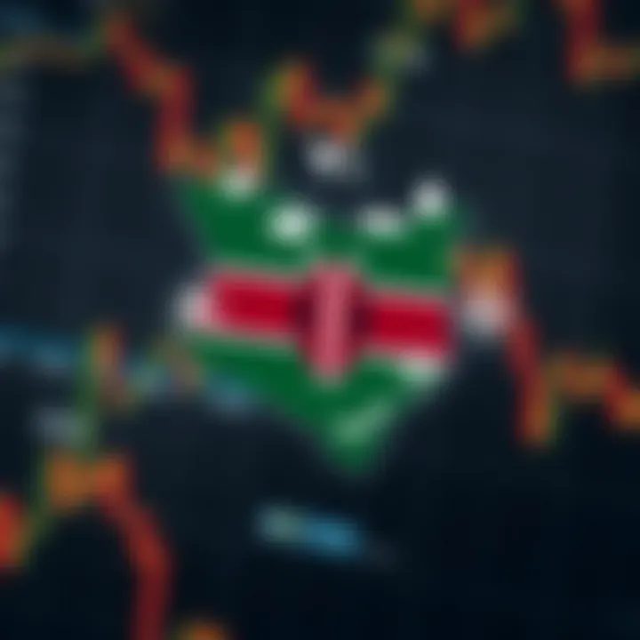 Illustration of financial regulation symbols overlaying a map of Kenya