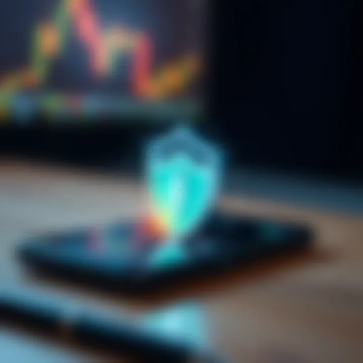 Illustration of smartphone with security shield and download icon representing safe app installation