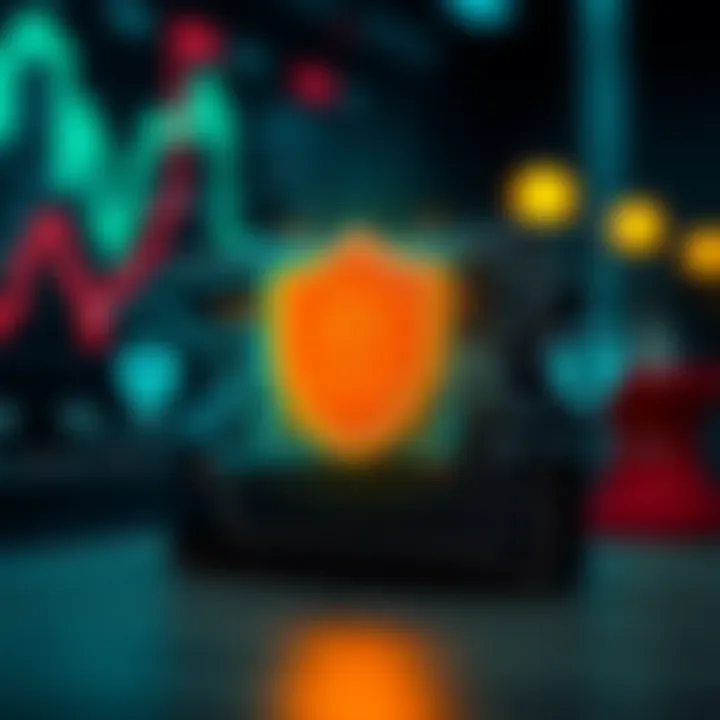 Illustration of secure digital wallet protecting cryptocurrency assets with lock and shield symbols