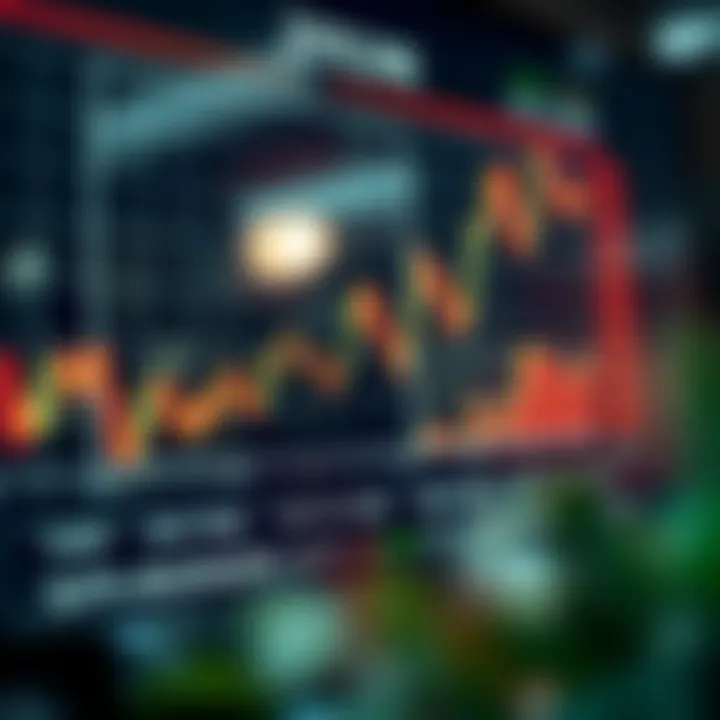 Graph with currency market trends responding to key economic indicators