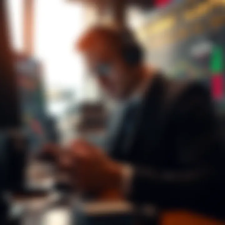 Trader analyzing economic indicators on a digital device to forecast currency movements