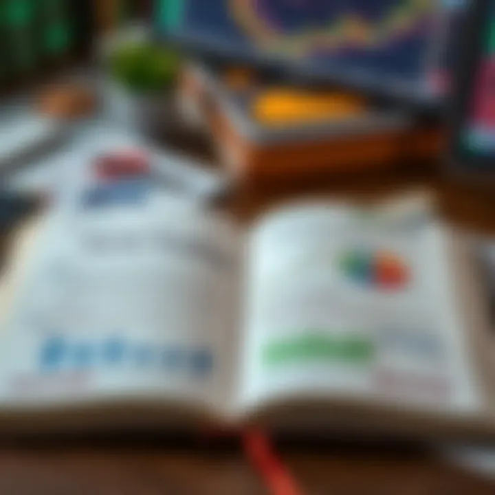 Open forex trading book with charts and graphs on a desk