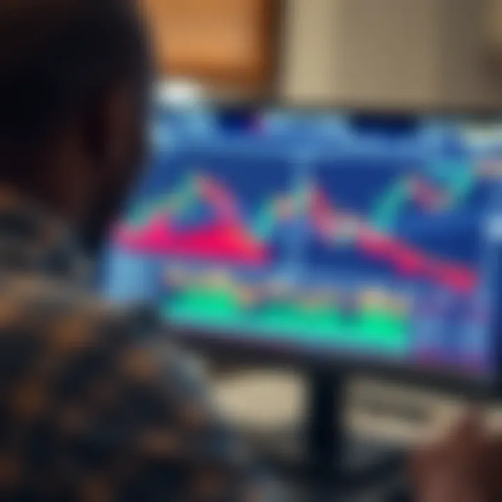 Conceptual illustration of forex trading bot software analyzing market data on computer screen