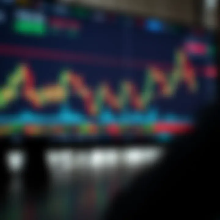 Illustration of a digital forex trading chart displaying candlestick patterns and market trends