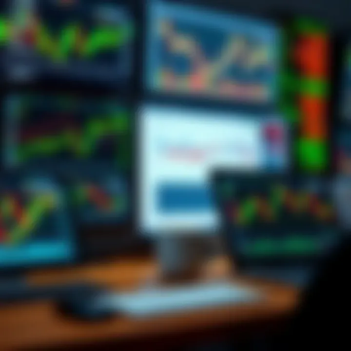 Selection of digital devices showing forex market data and charts