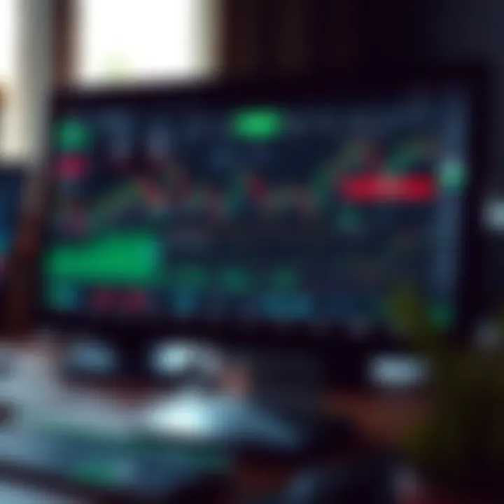 Computer screen displaying forex trading platform with charts and account dashboard