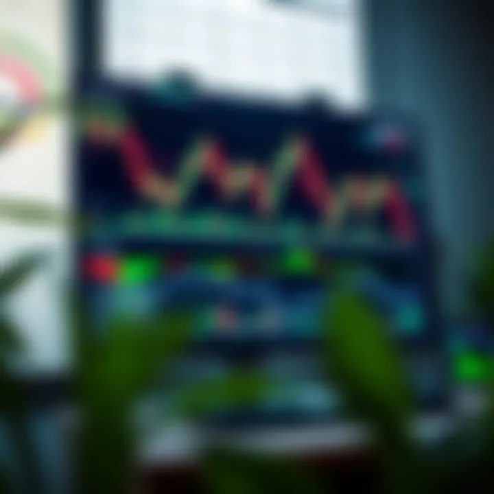 Illustration of a computer screen displaying forex trading platform interface with charts and trading options