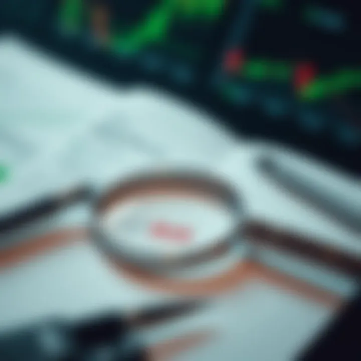 Checklist and magnifying glass over documents representing broker selection and risk management