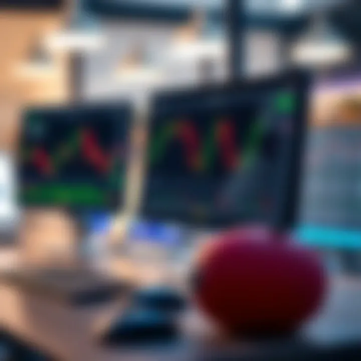 Desktop setup showing online trading platform with forex market data