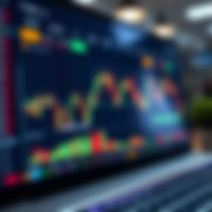 Illustration of a digital trading platform interface with charts and trading options