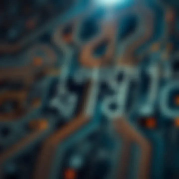 Illustration of computer circuitry representing binary code processing