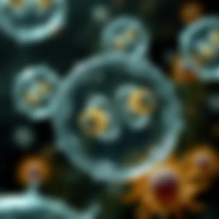 Illustration of various single-celled organisms that reproduce through binary fission