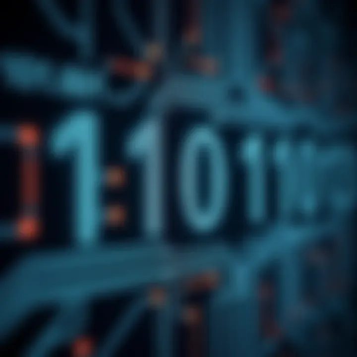 Diagram showing binary digits in a digital circuit