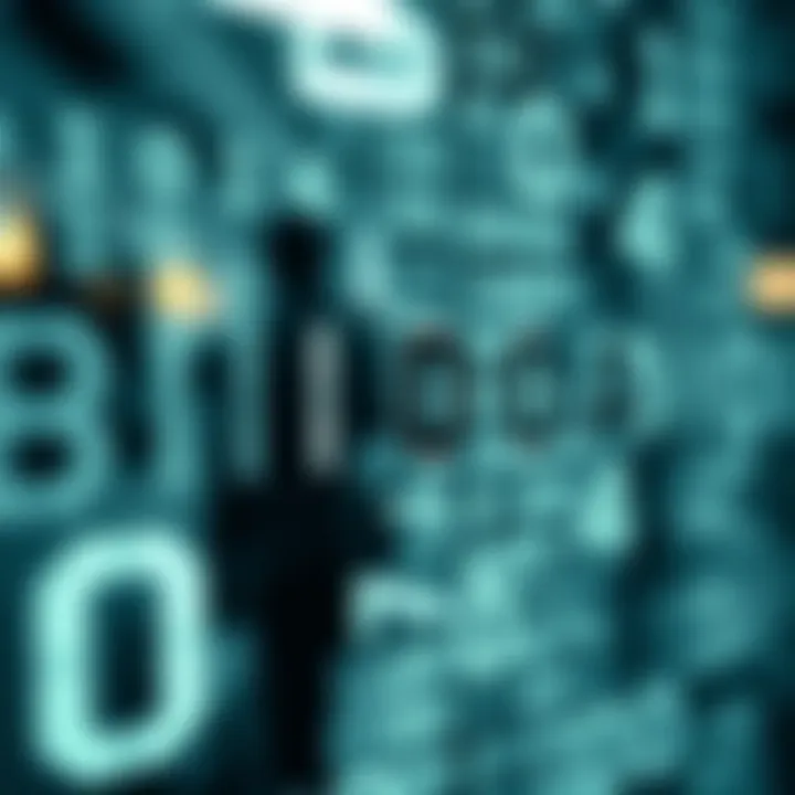 Visual representation of binary digits transforming into readable text characters