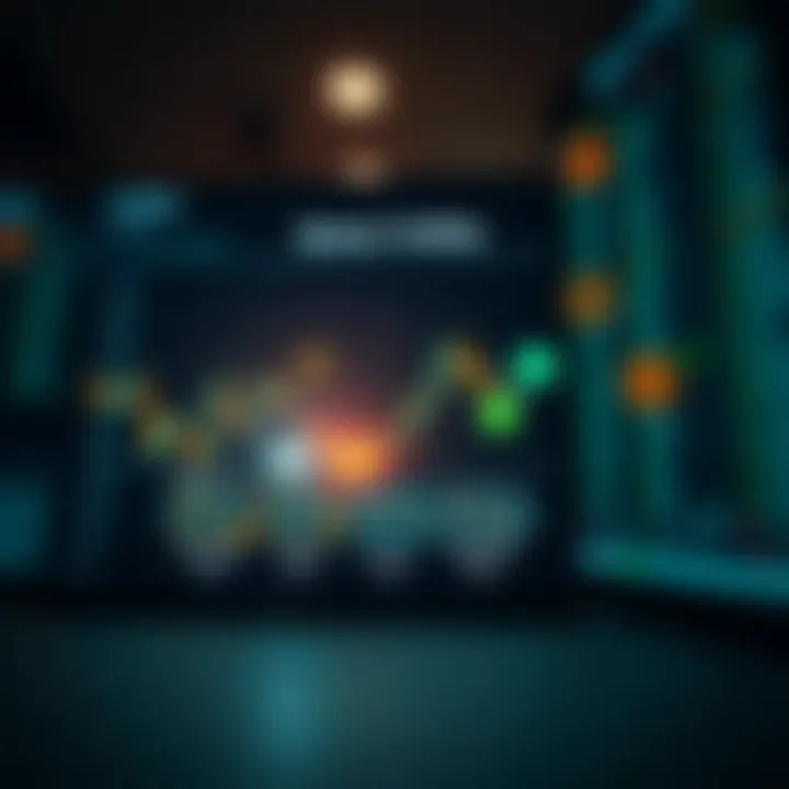 Diagram illustrating binary trading market structure with charts and currency symbols