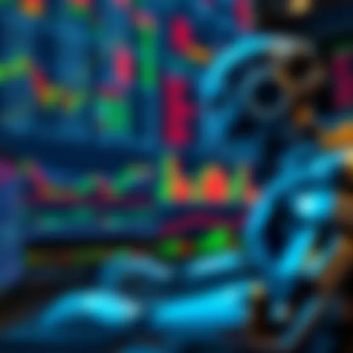 Illustration of automated software analyzing forex charts and executing trades