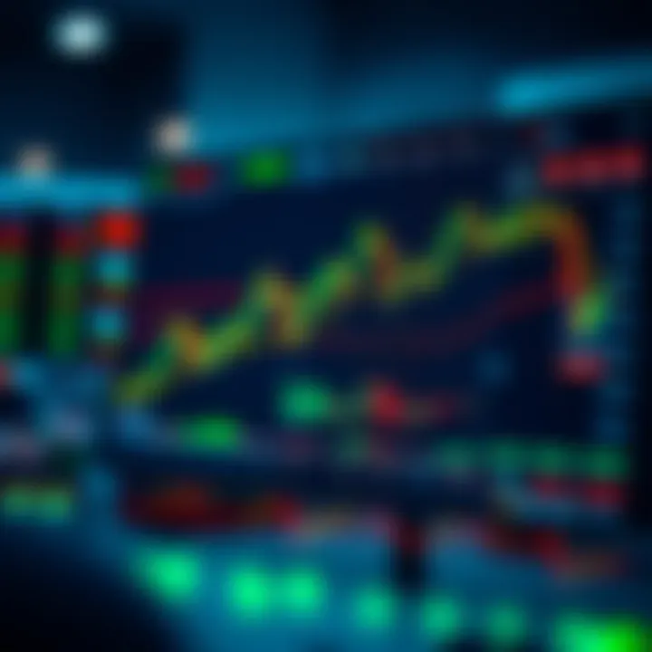 Illustration showing a digital trading platform with graphs and charts representing investment opportunities