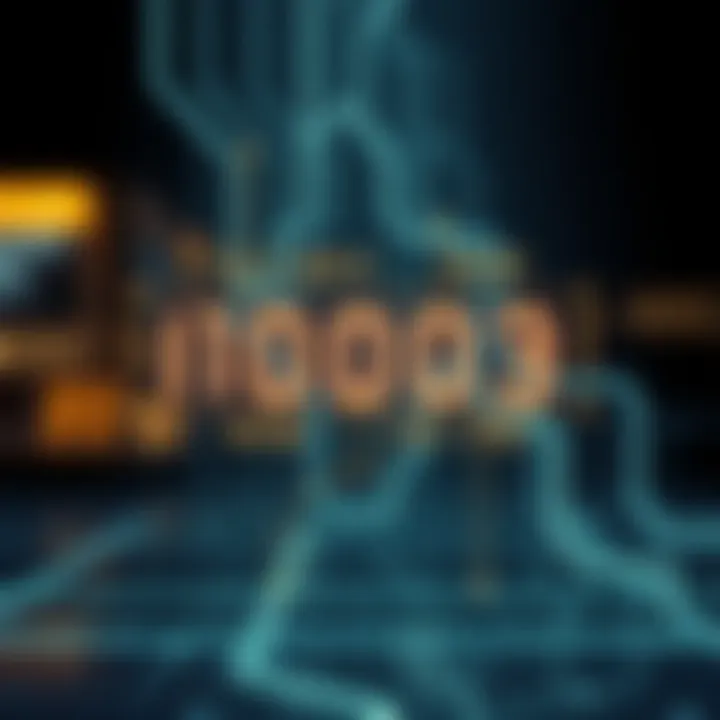 Diagram illustrating binary digit analysis within digital circuits showing binary digits and logical operations