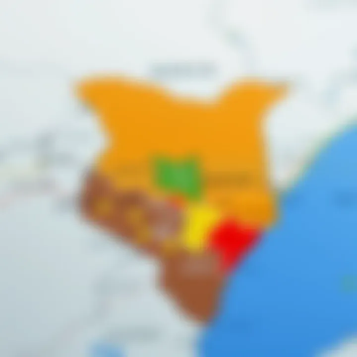 Map illustration showing disaster risk zones and community safety measures in Kenya