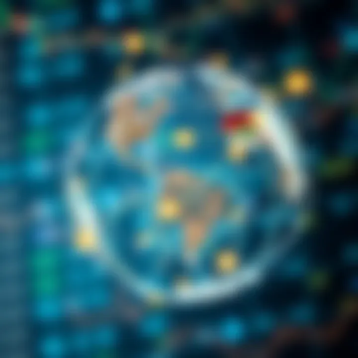 Illustration of interconnected global currencies representing international forex market