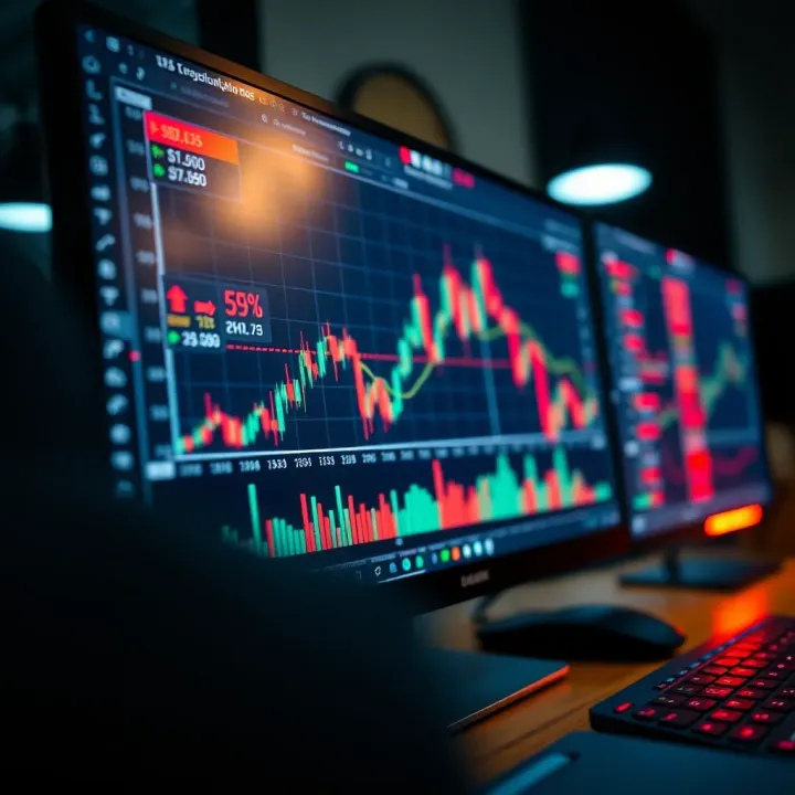 Illustration showing a secure trading platform interface with charts and data for binary options trading in Kenya