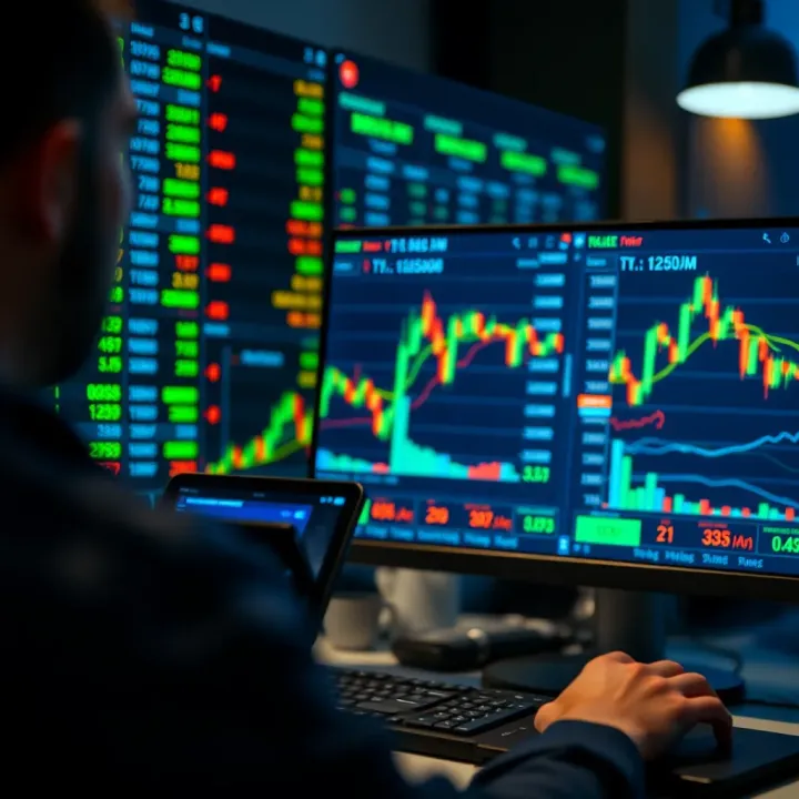 Visual representation of automated binary trading software analyzing market data
