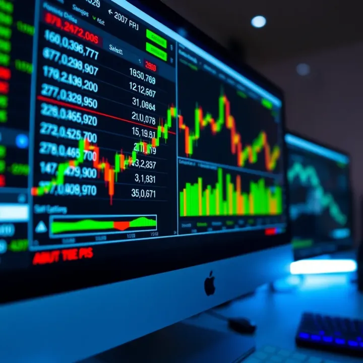 A digital trading platform showing binary options charts and asset selections on a computer screen