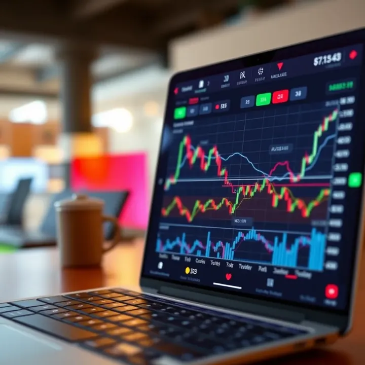 Forex Trading App Dashboard with Currency Market Trends Interface of a forex trading app displaying currency charts and market trends