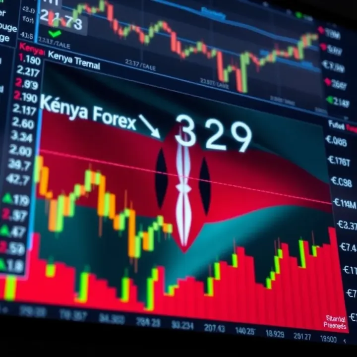Chart displaying currency exchange rates with Kenya flag in background