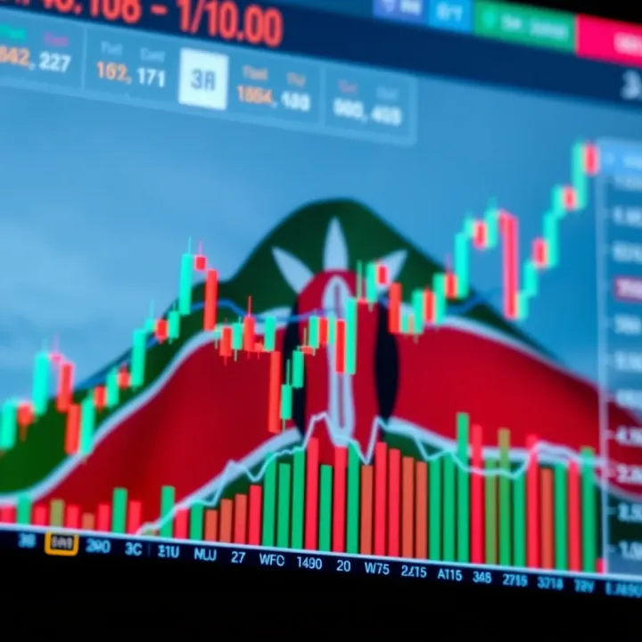 Graph displaying forex market trends with Kenyan flag colors in background