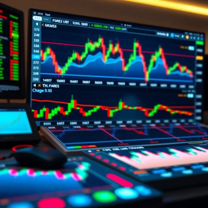 Dashboard displaying currency pairs and real-time forex charts on a trading platform