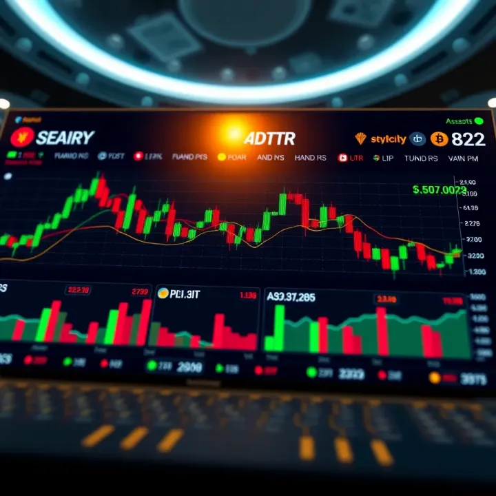 Dashboard of a cryptocurrency trading platform showing market trends and asset values