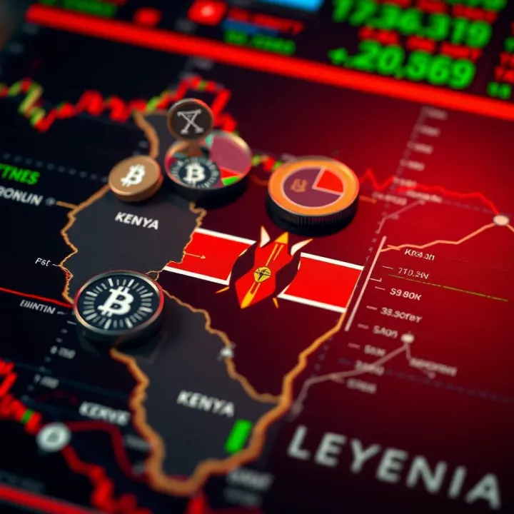 Security and Legal Overview of Crypto Trading in Kenya Security icons with blockchain symbols and a map of Kenya highlighting legal aspects of crypto trading