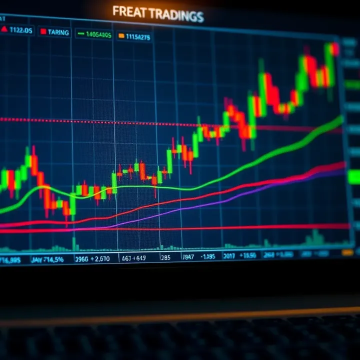 Chart displaying currency exchange trends with technical indicators