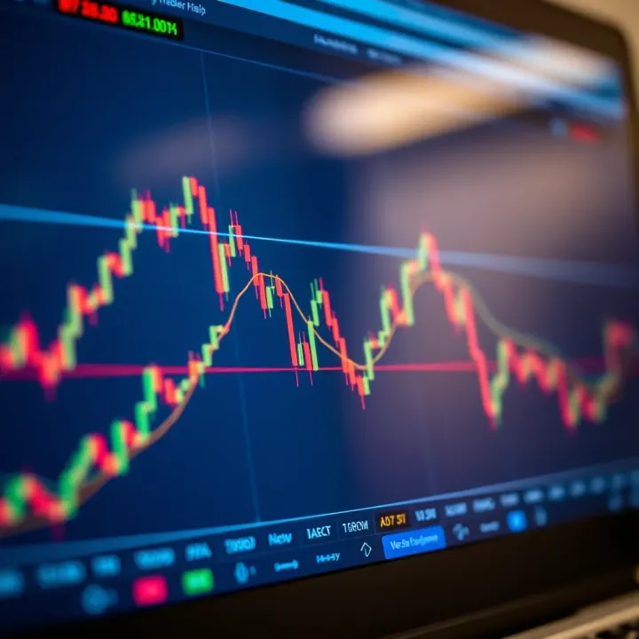 Graph showing upward and downward trends on a forex trading platform