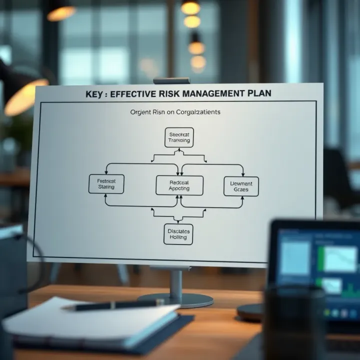 Flowchart illustrating the components of an effective risk management plan for organisations