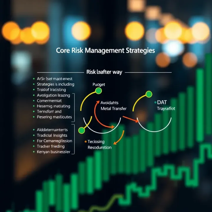 Diagram illustrating key risk management strategies including avoidance, mitigation, and transfer for Kenyan businesses