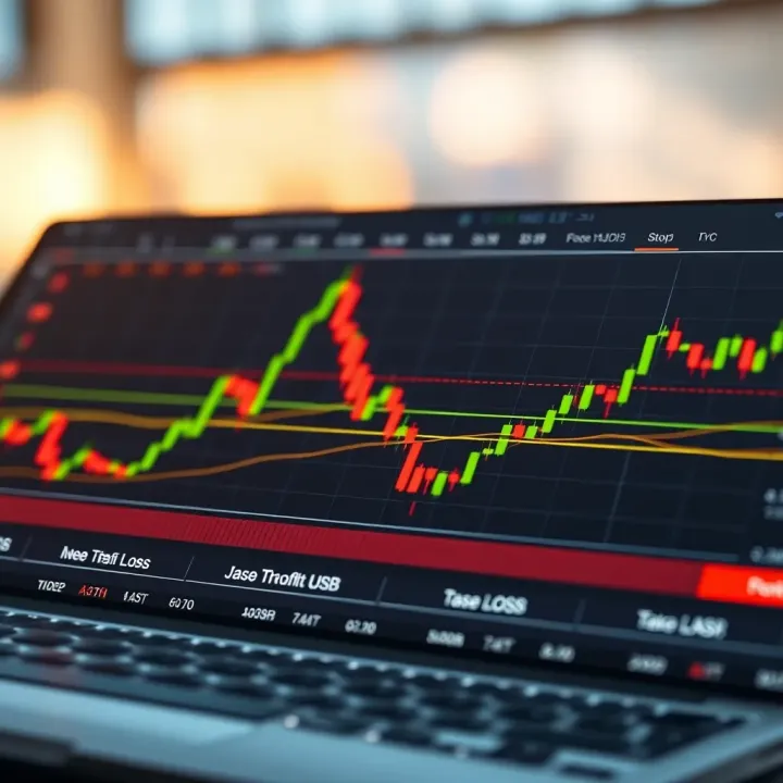 Risk Management Techniques in Forex Trading Visualization of risk management with stop loss and take profit points on a forex trading platform